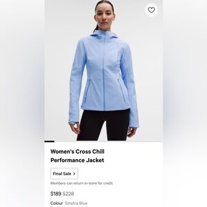 Lululemon Women's Light Blue Cross Chill performance jacket size s like new